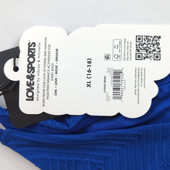 NWT Love & Sports Classic Coverage Bikini Bottom XL Blue 16-18 - Picture 6 of 12